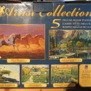 Sure-Lox Artist Collection 5 Deluxe Puzzles 3250 Pieces COMPLETE (P188)